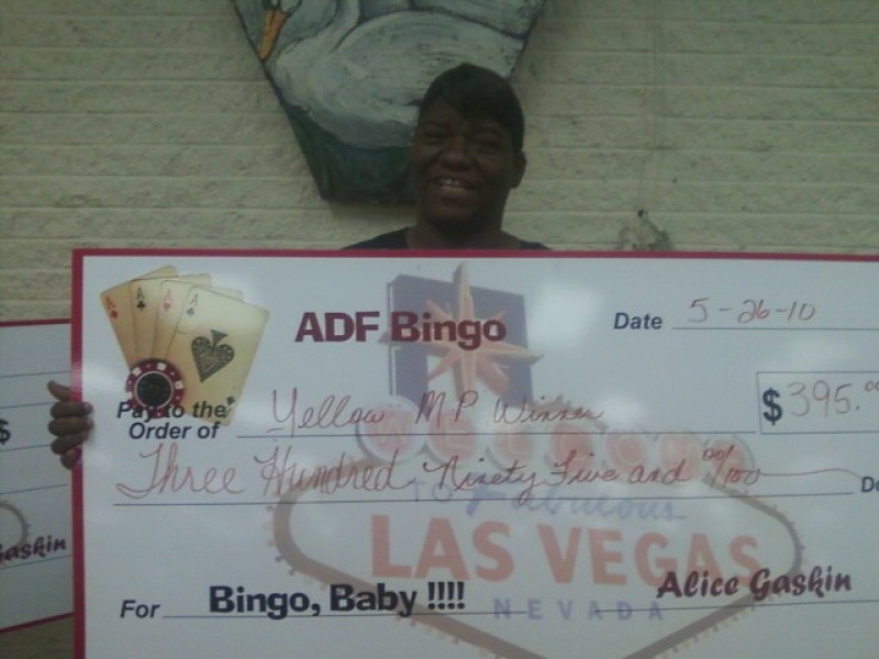 a woman's bingo check winnings